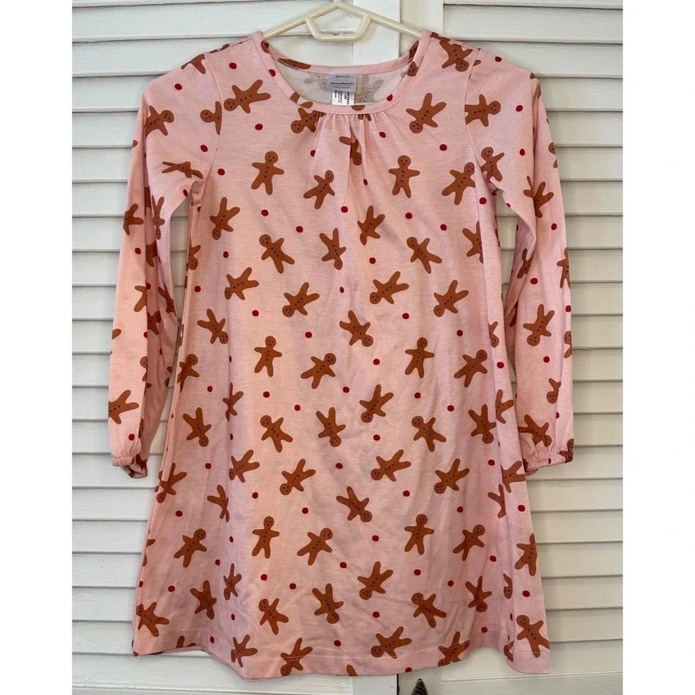 Hanna Andersson Size 130 7/8‎ Pink Gingerbread Nightgown